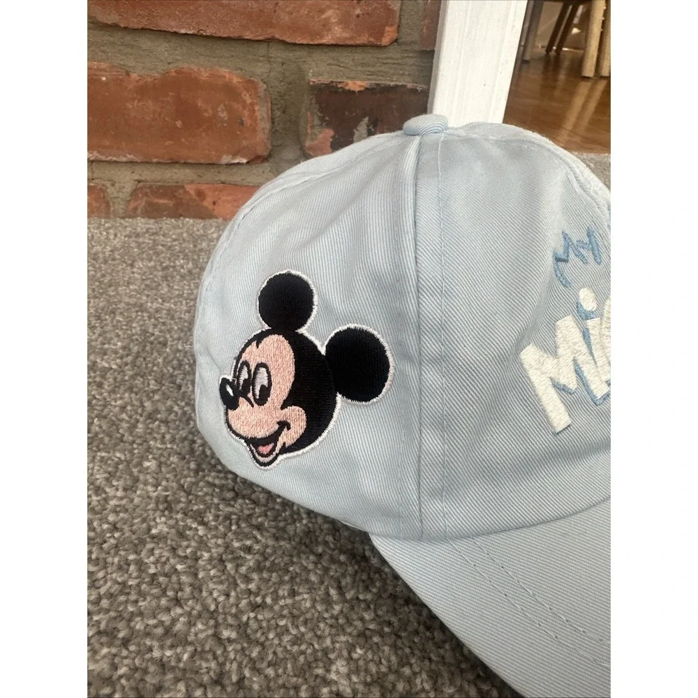 Vintage‎ Walt Disney World Baby Hat Embroidered Blue Mickey Mouse 90s My First
